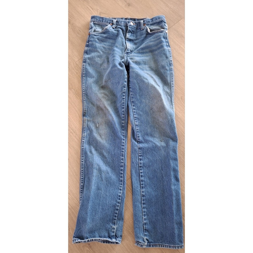 Vintage Wrangler USA Made Jeans Mens 30x32 Straight Leg Blue Denim Zip 80s